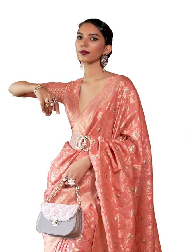 Women's kanjivaram banarasi silk saree Zari Woven for festival Wedding silk with rich pallu Design sarees for women with Unstitched blouse piece