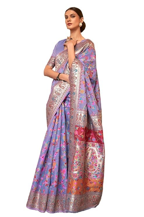 61vkFFJV+rL._SY741_ Women's Kanjivaram Pure Soft Silk Handloom Saree Pure Golden Zari With Blouse Piece - Image 1