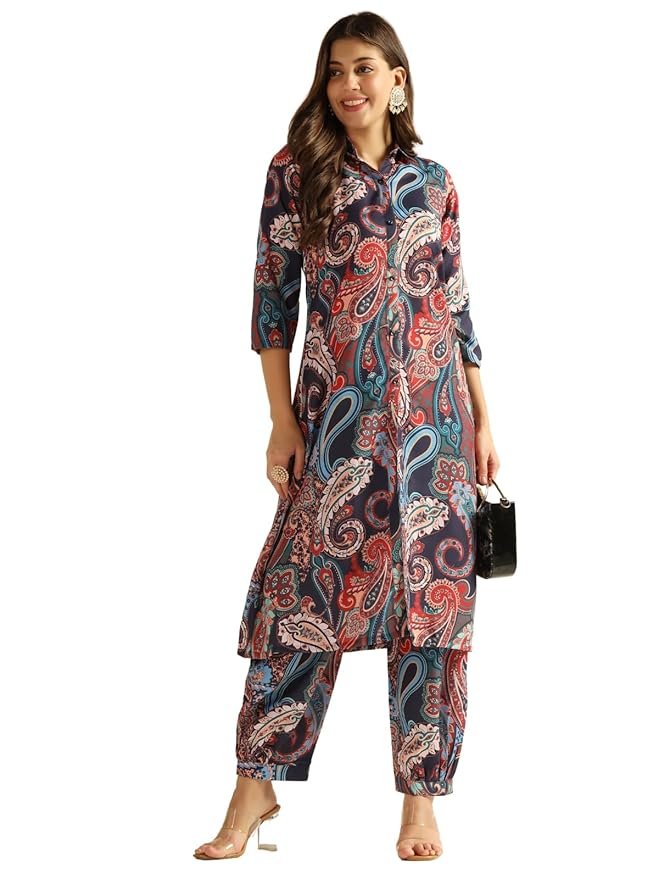 71cXtQP80L._SY879_.jpg Women's Cotton Blend Co Ord Set | Co Ord Set for Women Stylish | Kurta Set for Women | Kurta Set | Ethnic Co Ord Set for Women | 3/4 Sleeve Women Co-ord set - Image 1