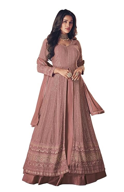 81-OTIjtaXL._SY741_.jpg Women's Maxi Anarkali Dress (122-PINK_Pink_Free Size) - Image 1